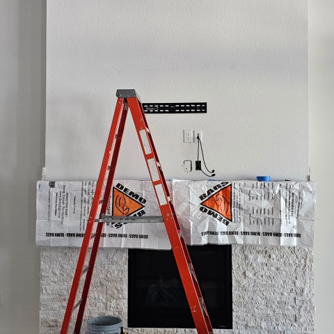 Project White stack stone fireplace area, Castle Rock, Colorado ' image - ' 3