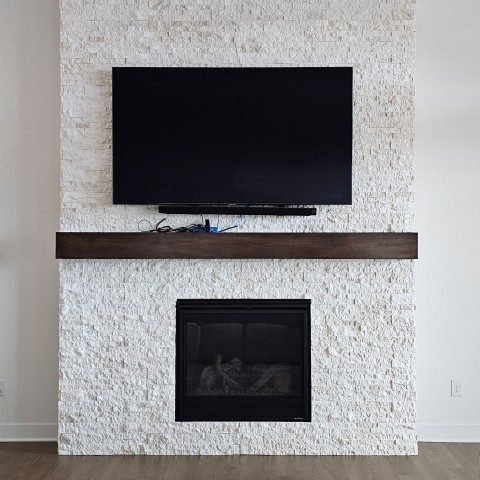 Project White stack stone fireplace area, Castle Rock, Colorado ' image - ' 6