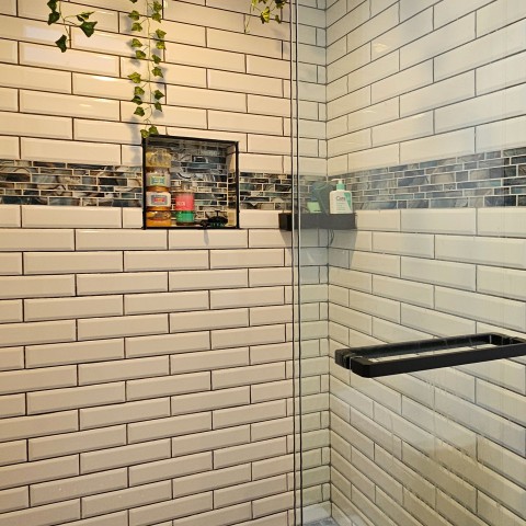 Project Bathroom remodeling, turquoise and gold subway, Castle Rock, CO ' image - ' 2