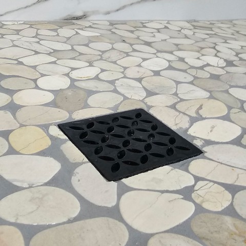 Project Master bathroom, large format tiles marble look, pebble, Castle Pines, Colorado ' image - ' 16