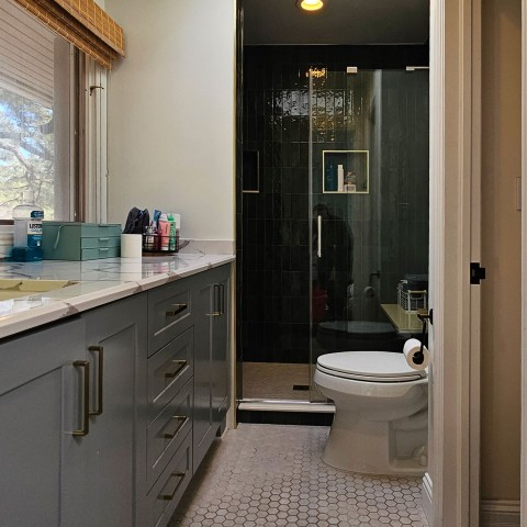 Project Bathroom remodeling, turquoise and gold subway, Castle Rock, CO ' image - ' 23