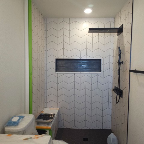 Project Bathroom remodeling, black and white, rhombus tiles, Castle Rock, Colorado ' image - ' 23