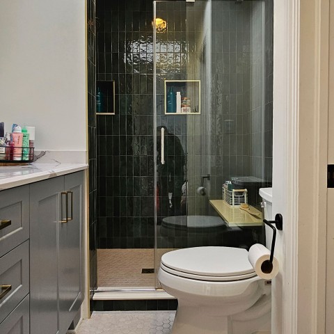 Project Bathroom remodeling, turquoise and gold subway, Castle Rock, CO ' image - ' 24