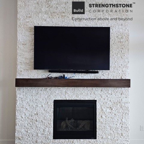 Project White stack stone fireplace area, Castle Rock, Colorado ' image - ' 4