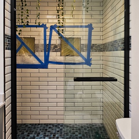 Project Bathroom remodeling, turquoise and gold subway, Castle Rock, CO ' image - ' 4