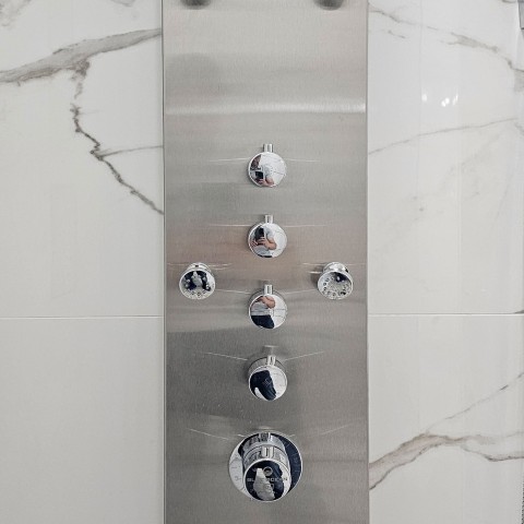 Project Master bathroom, large format tiles marble look, pebble, Castle Pines, Colorado ' image - ' 18