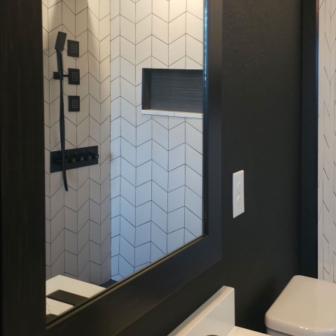 Project Bathroom remodeling, black and white, rhombus tiles, Castle Rock, Colorado ' image - ' 25