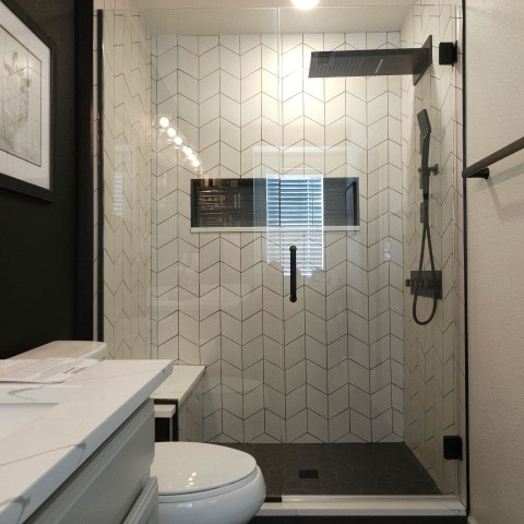 Project Bathroom remodeling, black and white, rhombus tiles, Castle Rock, Colorado ' image - ' 35